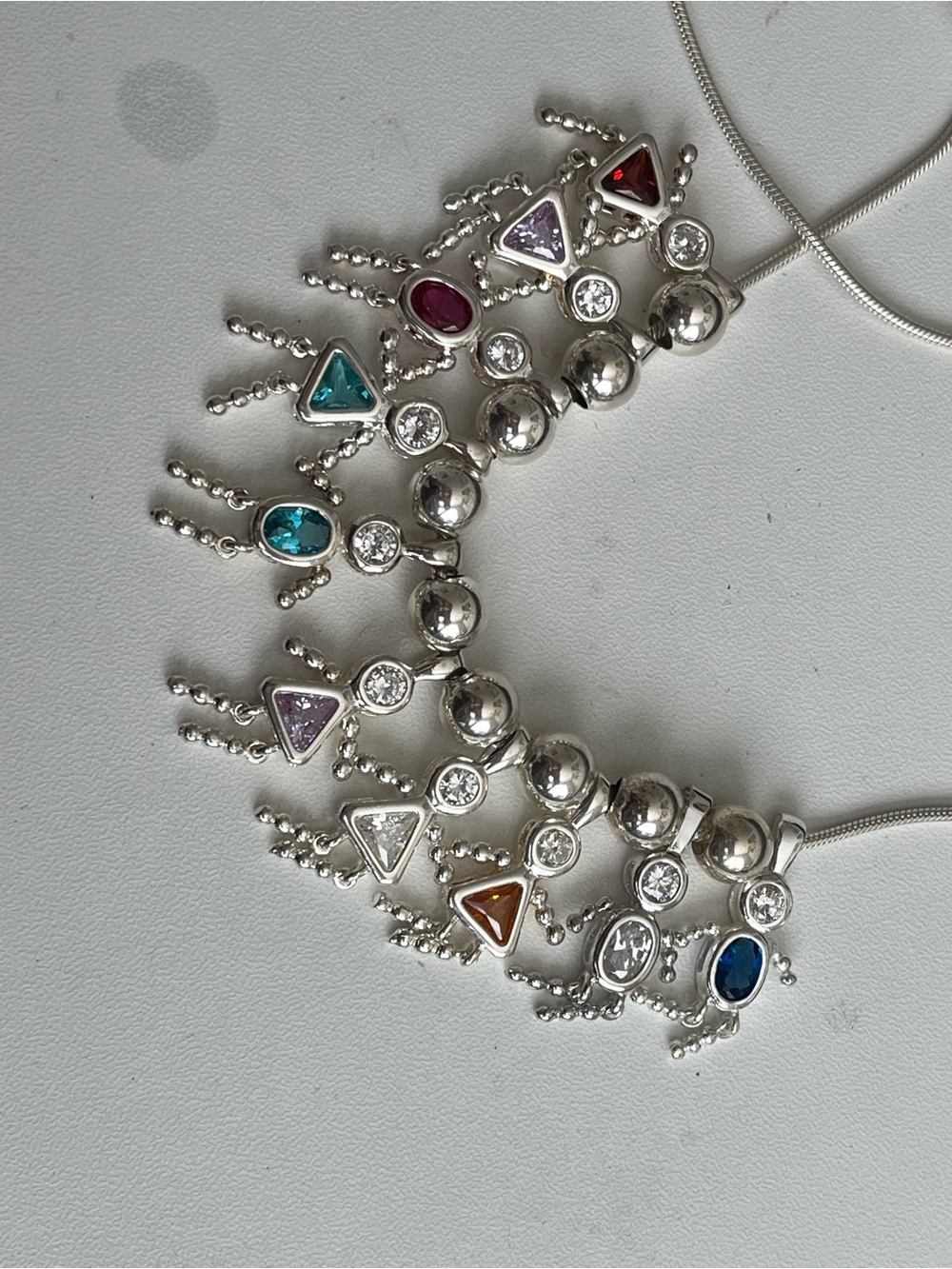Solid Sterling silver necklace CZ children pendant necklace 24” - Picture 5 of 7